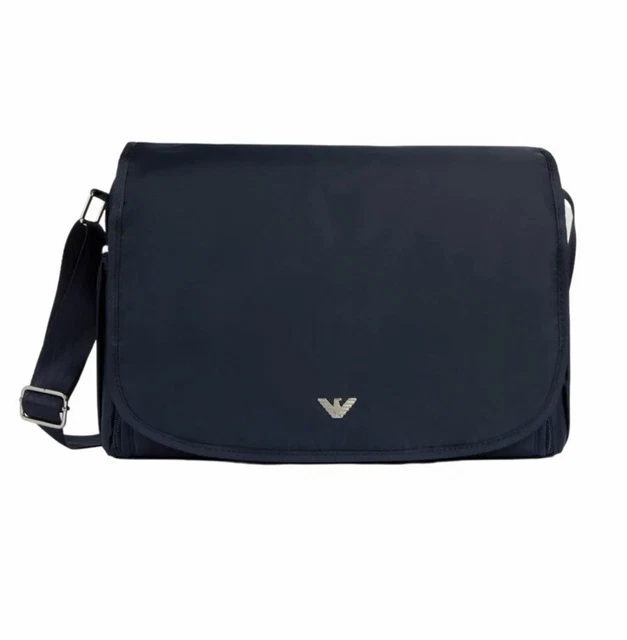 Emporio Giorgio Armani Blue Baby Changing Bag with Bottle Holder Changing Pad