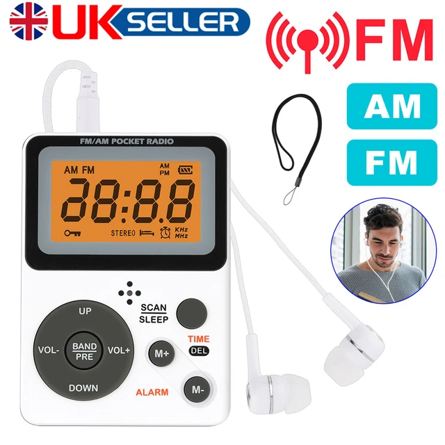 DUAL BAND AM/FM Pocket Radio Portable Digital Display Radio with Hi-Fi ...