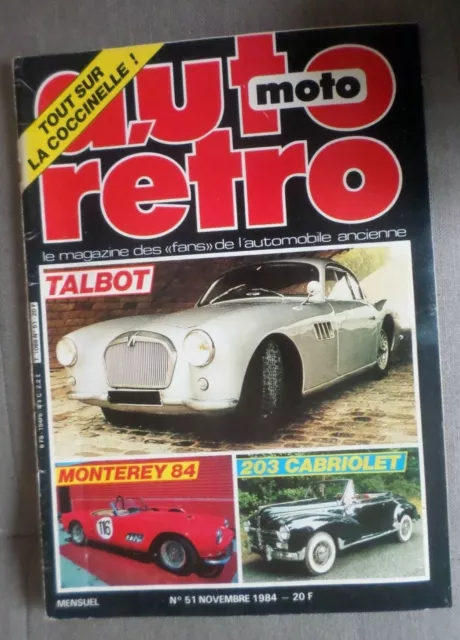 AUTO MOTO RÉTRO N°51 de novembre 1984 Par Auto Moto Rétro