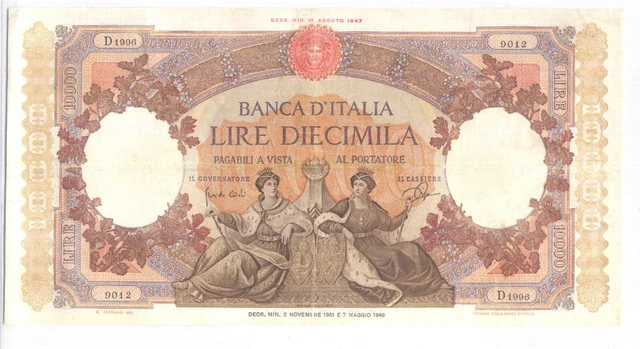 10 mila lire banconota Repubblica marinare Decreto 02.11.1951