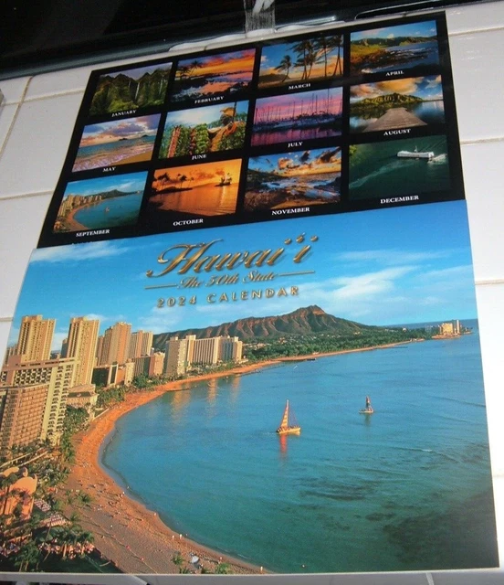 HAWAII &THE 50TH STATE" 2024 WALL DESK CALENDAR OAHU/HONOLULU 2.80