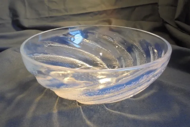 Rene Lalique, Opalescence Vortexing Fish Design Glass Bowl