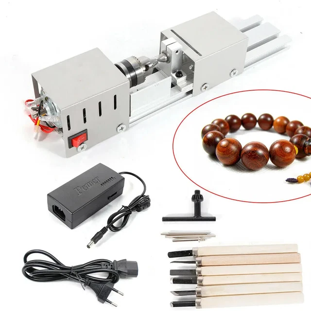 Mini Drehmaschine 96W – Präzisionsdrehbank Für Holzperlen, 4000–9000 U/min, Einstellbar, 7 Gänge – Ideal Für DIY & Perlen Drehen