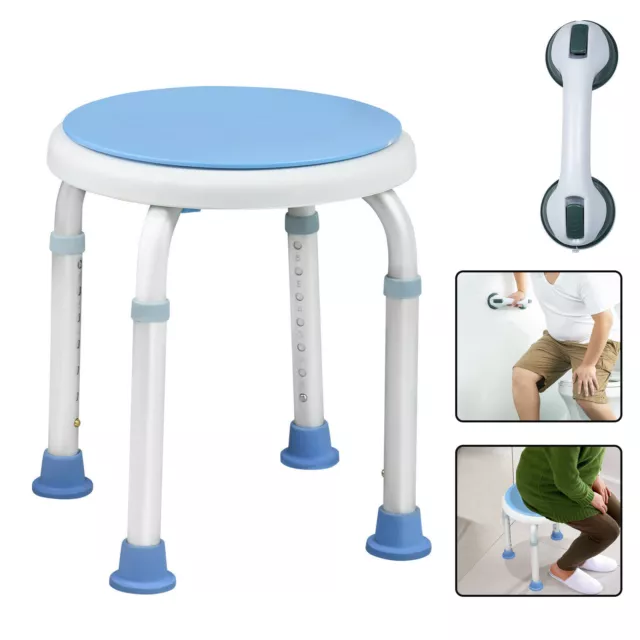 Silla de ducha 360° silla de baño azul taburete de baño con mango de ducha ventosa mango de bañera DHL