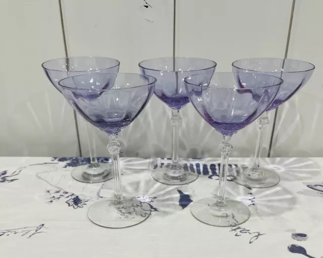 Fostoria Wisteria Lilac Martini Sherbert Champaign Glasses Set Of 5