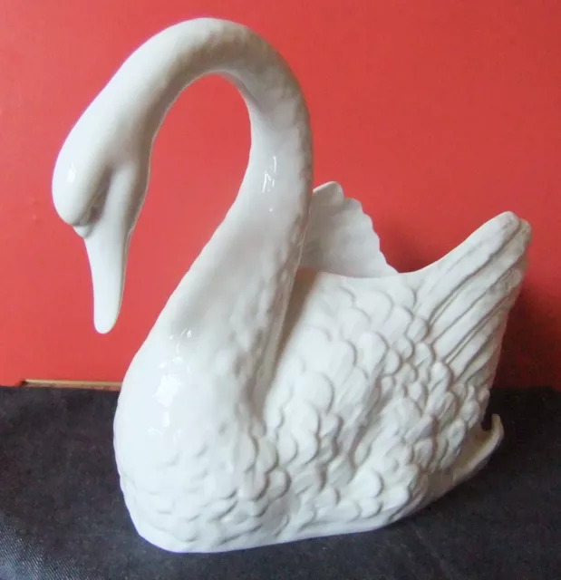 HUGE White Vintage Made In Portugal  Pottery Swan Planter / Plant Pot STYLISH