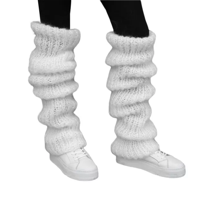 Women Mohair Leg Warmers Crochet Knit Ribbed Knee High Winter Warm Boot Sock USA