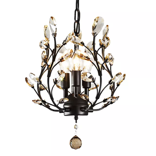 Crystal Chandeliers 3 Light Small Chandelier Ceiling Pendant Lighting Black