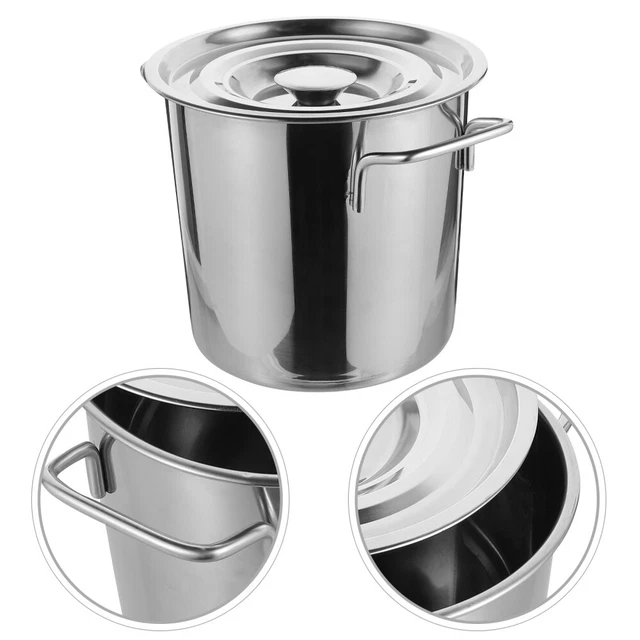 Doppelohr-Suppeneimer Mit Deckel Rostfreier Stahl Großer Topf Silver