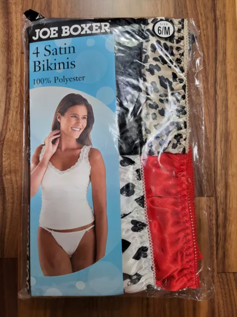 Joe Boxer Satin String Bikini Panties Women's Vintage 4 Pack NEW NWT Size  10 XXL