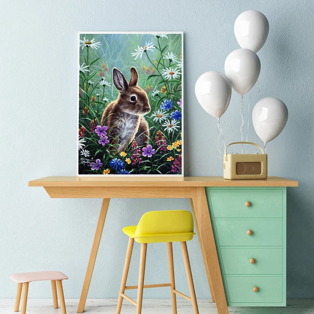 Rabbit 5D Full Round Drill Diamond Painting Crystal Mosaic Kits Wall Decor *Z