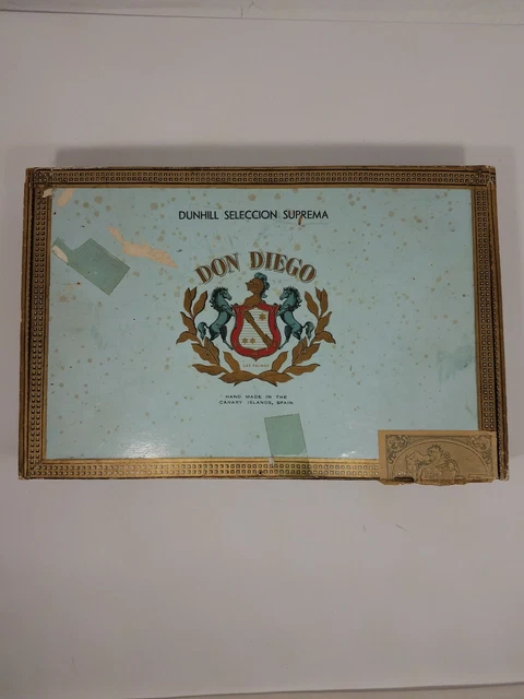 Dunhill - Don Diego VTG Las Palmas Wooden Cigar Box Made Canary Islands, Spain