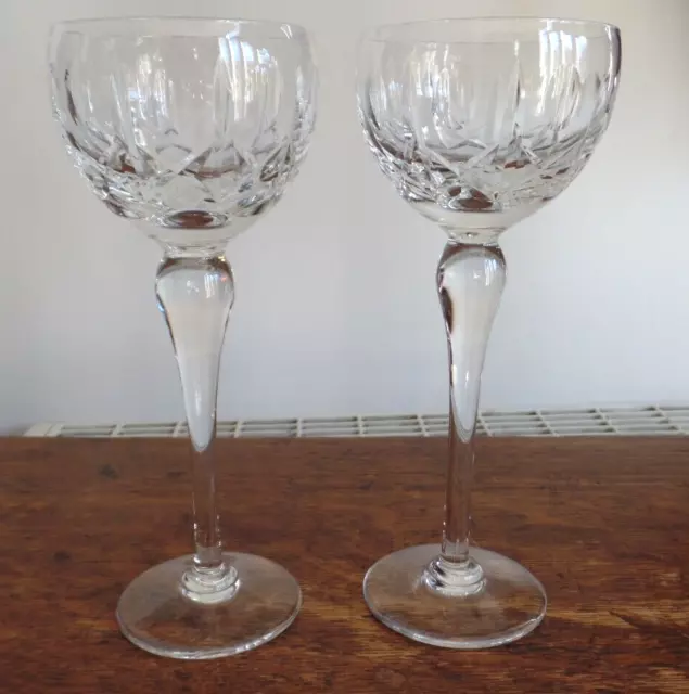 A Pair Of Royal Brierley Crystal Winchester Pattern Hock Wine Glasses 7 5/8 Inch