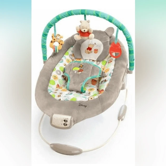 Disney Baby Winnie The Pooh Dots & Hunny Pots Vibrating Bouncer Music