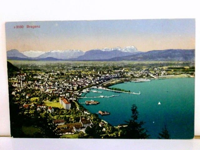 Bregenz am Bodensee. Vorarlberg. Ansichtskarte farbig, Ortsansicht, Partie am Se