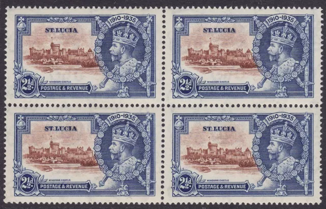 St LUCIA 1935 KGV SG111 2½d SILVER JUBILEE BLOCK OF FOUR MNH