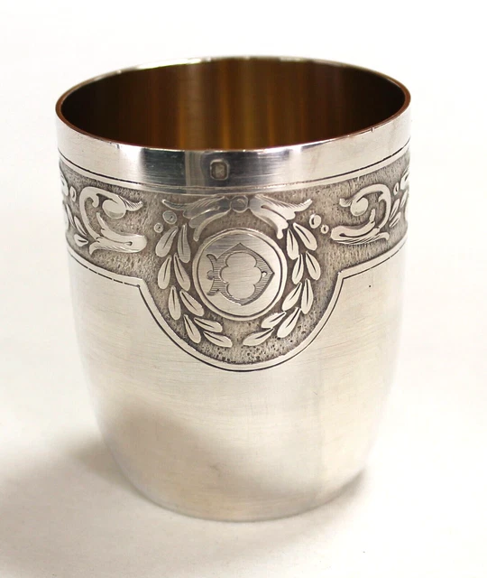 TIMBALE ANCIENNE EN argent massif Art nouveau 74,51 g. EUR 70,00