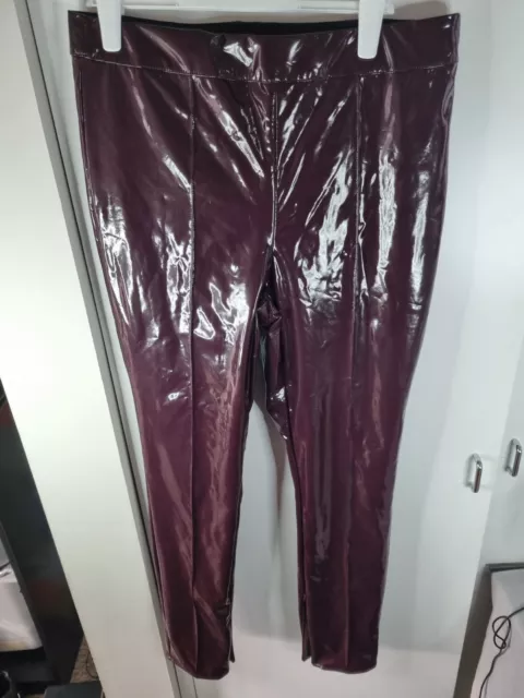 Pantaloni da donna River Island rosso scuro bagnato look vinile taglia uk 18