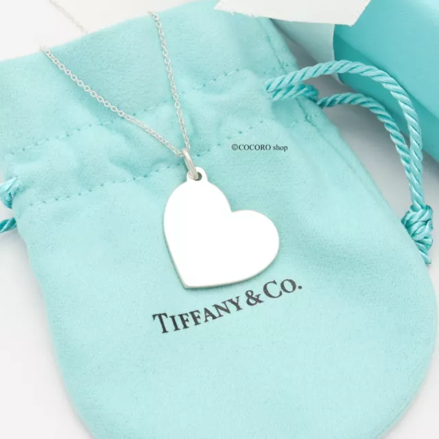 Tiffany & Co. Heart Tag Pendant Necklace 16.1" Sterling Silver w/Pouch 2
