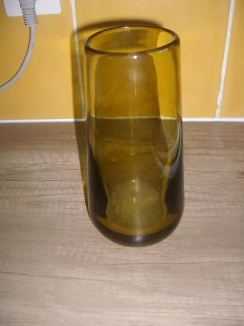 Vase conique Verre Soufflé / Vintage signé  Claude Morin / 19cm TBE