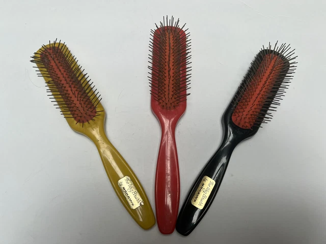 3 Vintage Retro “The Wig Brush” Brushes Wire Bristle By Mohawk Hair Brushes