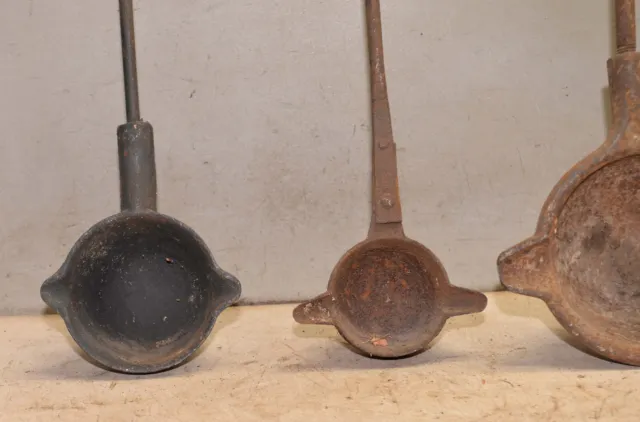 4 vintage foundry laddle blacksmith metal pouring collectible early tool lot 2