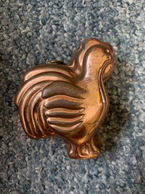 Vintage Copper Tone Chicken Cake Mold Wall Hanging Art Kitchen Tin Decor Rooster