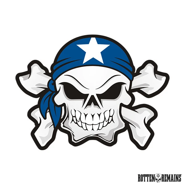 Bonnie Blue Flag Skull Crossbones Decal Biker Motorcycle Vinyl Sticker e7m