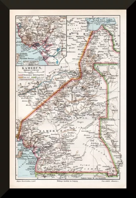 +Kamerun+ historische Landkarte von 1905 +Deutsche Kolonie, Cameroun, Yaunde +