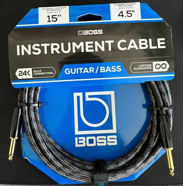 BOSS BIC-15 15FT/4.5M INSTRUMENT CABLE, STRAIGHT/STRAIGHT - Best in class Lead