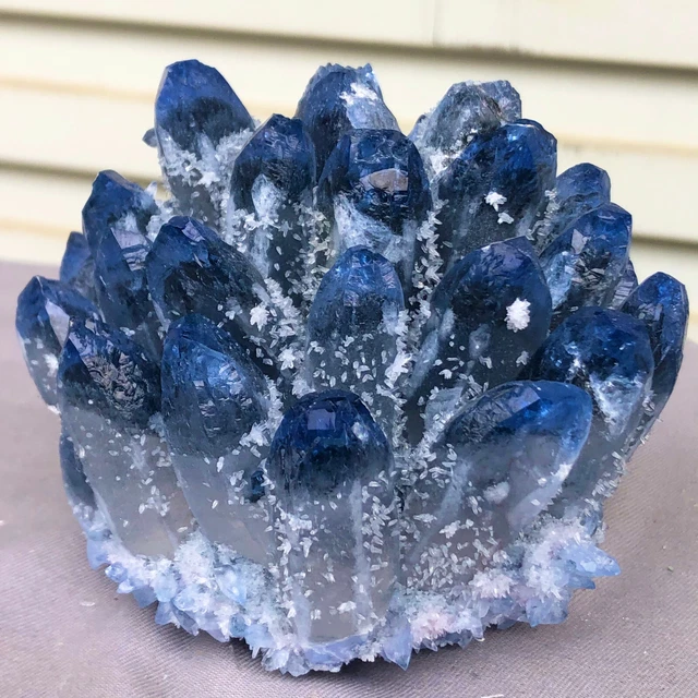 1.77LB New Find blue Phantom Quartz Crystal Cluster Mineral Specimen Healing 3