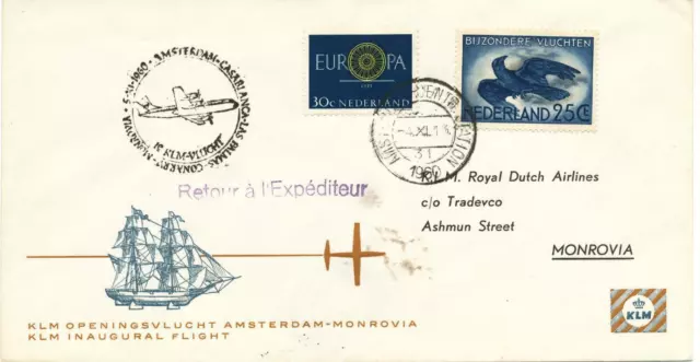 NL 1960 Kab.-Erstflug der KLM von Amsterdam nach Afrika: MONROVIA (Liberia)