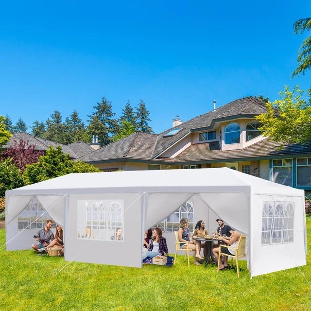 3x9m Pavillon abnehmbare Seitenteile Garten Partyzelt Festzelt W/ 8 Seitenwänden