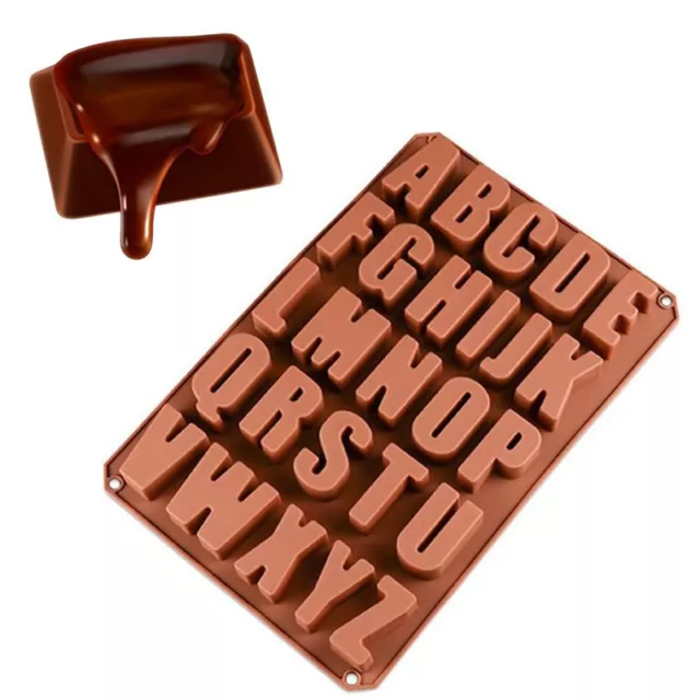 Silicone Grand Alphabet Glace Chocolat Lettre Moule Pochoir Gâteau Gelée Gâteau