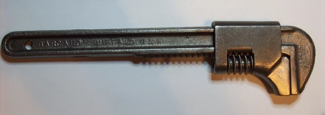 vtg Ford script 9''  adjustable auto wrench, Barcalo Buffalo USA,  Model T Ford