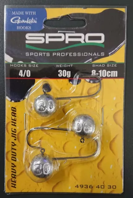Spro Gamakatsu HD Jighead Jig 90 4/0 30g 3 Stück Gamakatsu Rundkopf