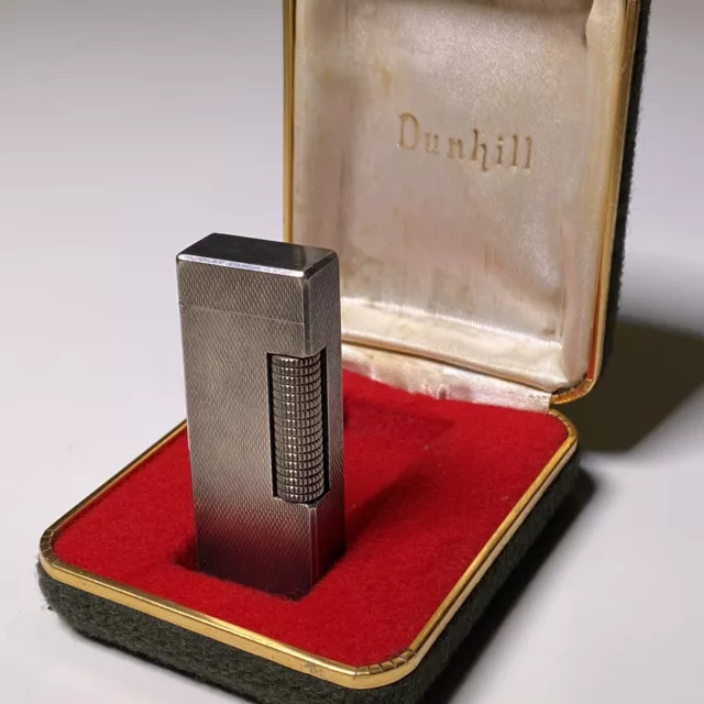 Dunhill Rollagas Silver ART DECO Switzerland vintage GAS Lighter sparks With Box