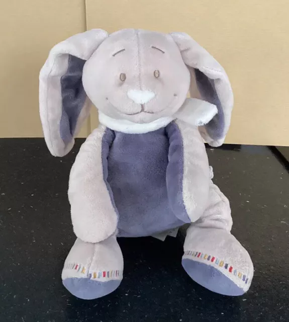 Peluche Doudou Lapin Noukies Bao Et Wapi Gris Bleu Blanc Écharpe 20/40 cms Rouge