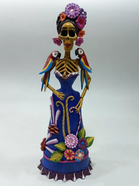 FINE ART CATRINA mexican day of the dead folk art handmade clay figure 14"