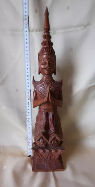 Skulptur Figur aus Holz betender Mönch Asien Buddhismus?