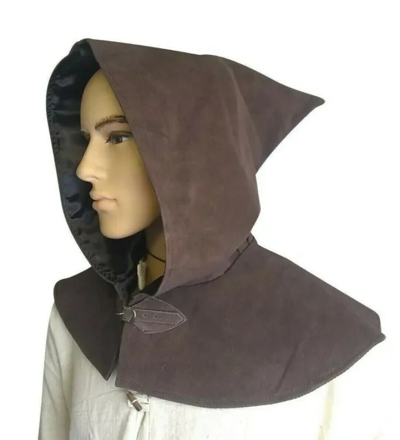 Leather Hood Cowl Medieval Fancy Dress Cosplay LARP  costume