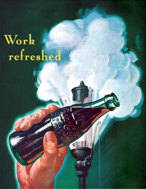 STEAM WHISTLE COCA Cola COKE World War 2 Work Refreshed 1941 Magazine ...