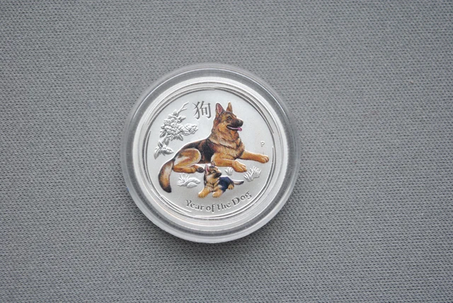 2018 Australia silver lunar year of the Dog 1/4 oz  colorized