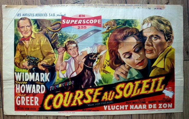belgian poster RUN FOR THE SUN, RICHARD WIDMARK, JANE GREER, PETER VAN EYCK
