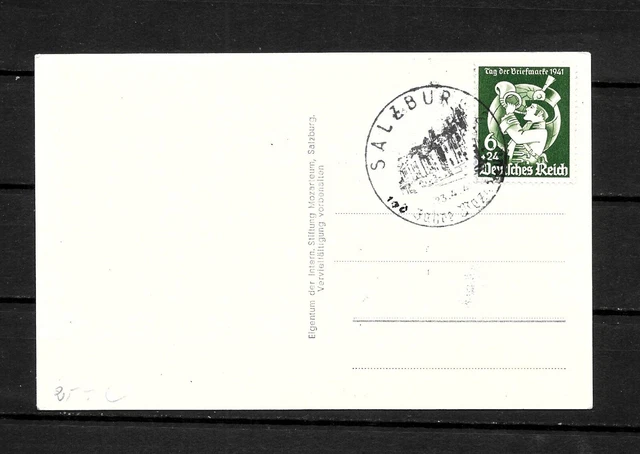 Österreich MOZART postcard 6+24pf DR stp USED IN AUSTRIA SALZBURG 23/4/1941