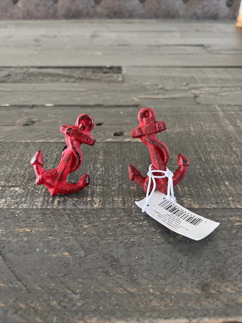 Metal Drawer Pulls Red Anchor Door Drawer Knobs Lot of 2 KG5
