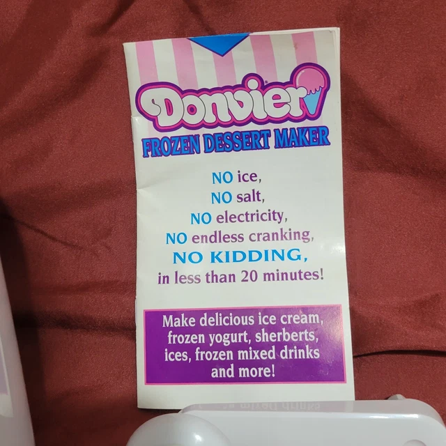 DONVIER PREMIER ICE Cream Maker White 1Quart Hand Crank 28.50 PicClick