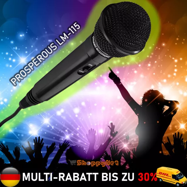 Karaoke Mikrofon DJ PA Handmikrofon Dynamisches Mikrofon mit 3m Kabel NEU OVP