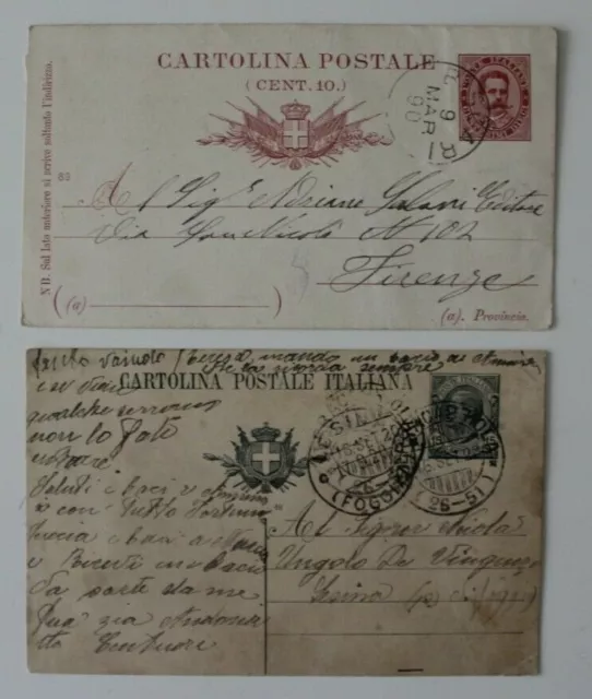 Italy     1890    10c.    Biscari  /  1920    15c.    Foggia     Postal Card x 2