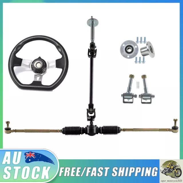 Front Steering Gear Rack Shaft Kit With Wheel Hub Spindle For Go Kart ATV Quad